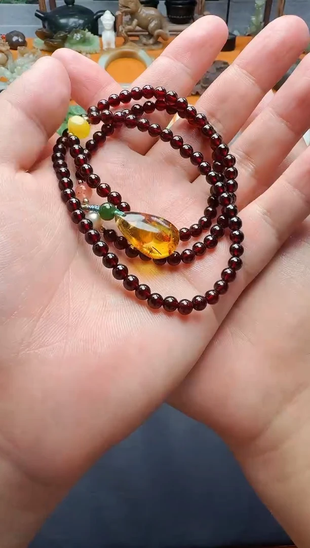 石榴石手串未镶嵌 多圈手串01