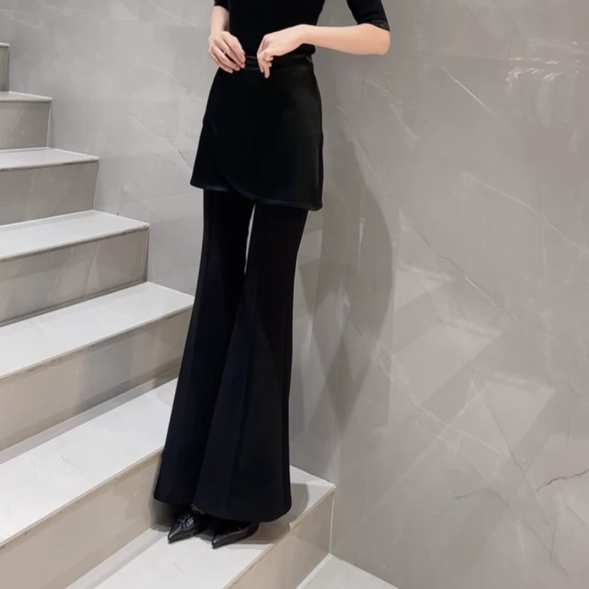 EF/意爱芙新品设计款微喇长裤修身显瘦KN10103黑色