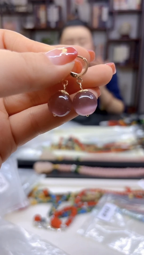 【闪购商品】碧玺猫眼耳饰14K金镶嵌E698