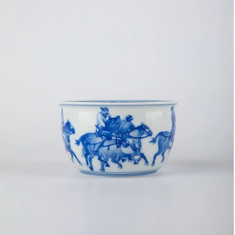 【景德詺兮】李真富·五王醉归图撇口大炉式杯MX999陶瓷