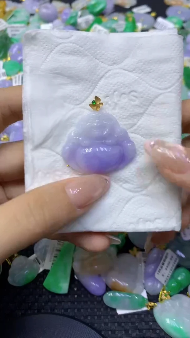 颈饰18K金镶嵌翡翠天然缅甸翡翠A货