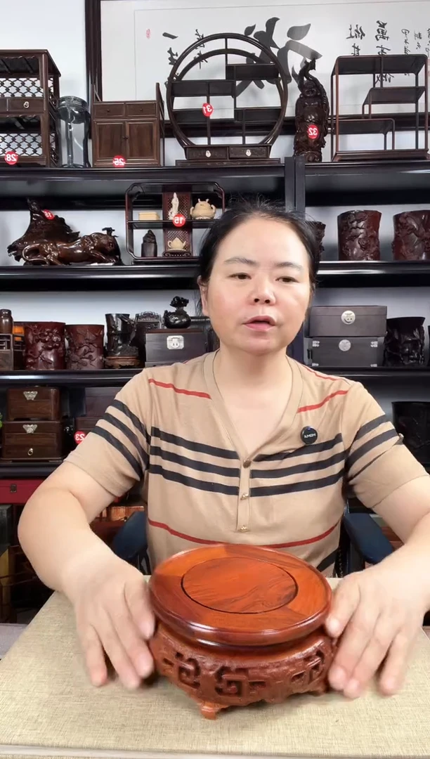 木15公分黄圆老李红木工艺品