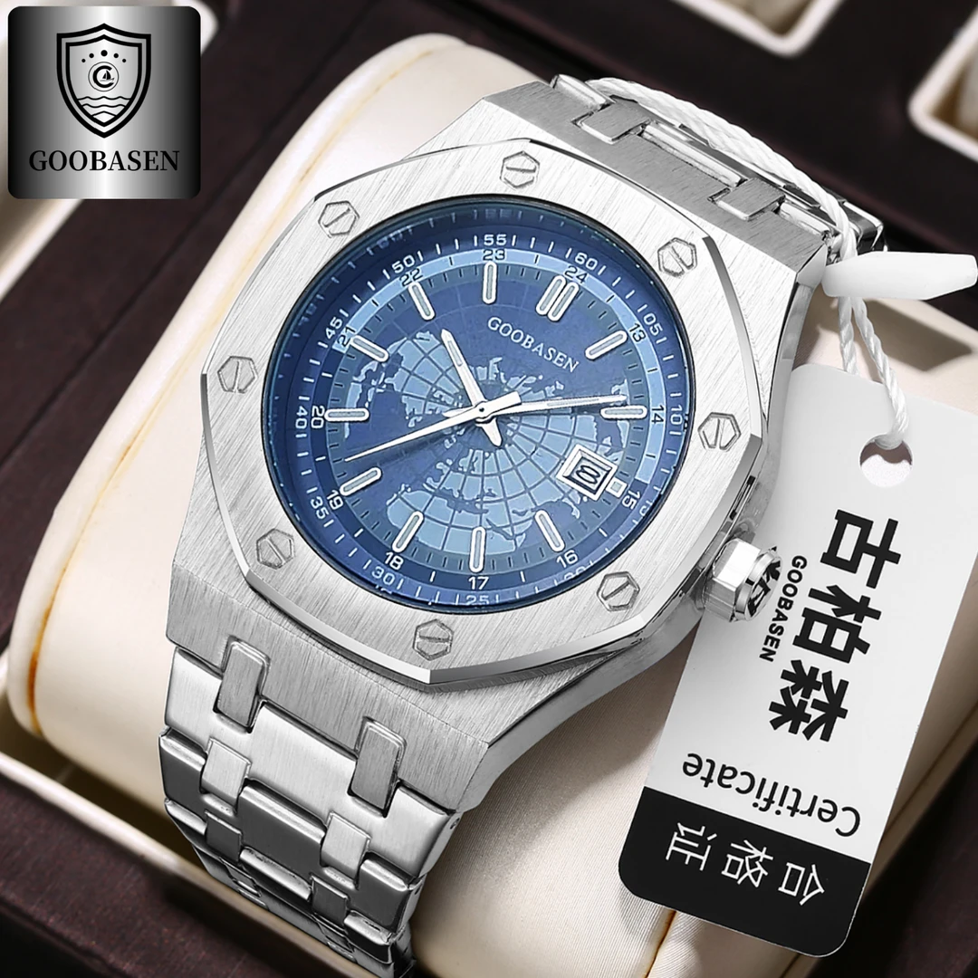 【蓝色星球】男士全自动机械手表夜光防水带日历时尚潮流高档名腕表