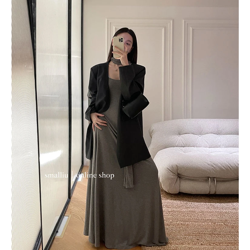 SMALLIU 流光风万年款秋季长袖西装宽松直筒外套
