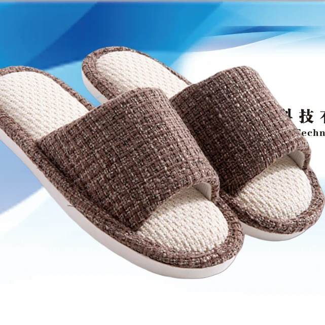 女士春秋新款日式亚麻情侣四季居家棉质静音防臭软底防滑凉拖鞋
