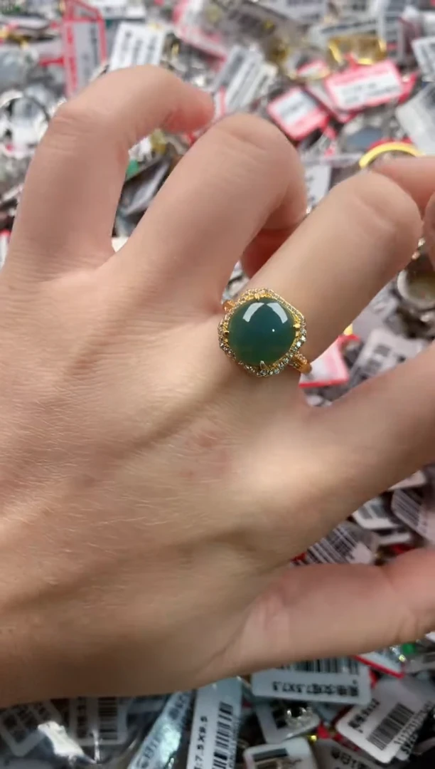 银S925镶嵌戒指翡翠19    7