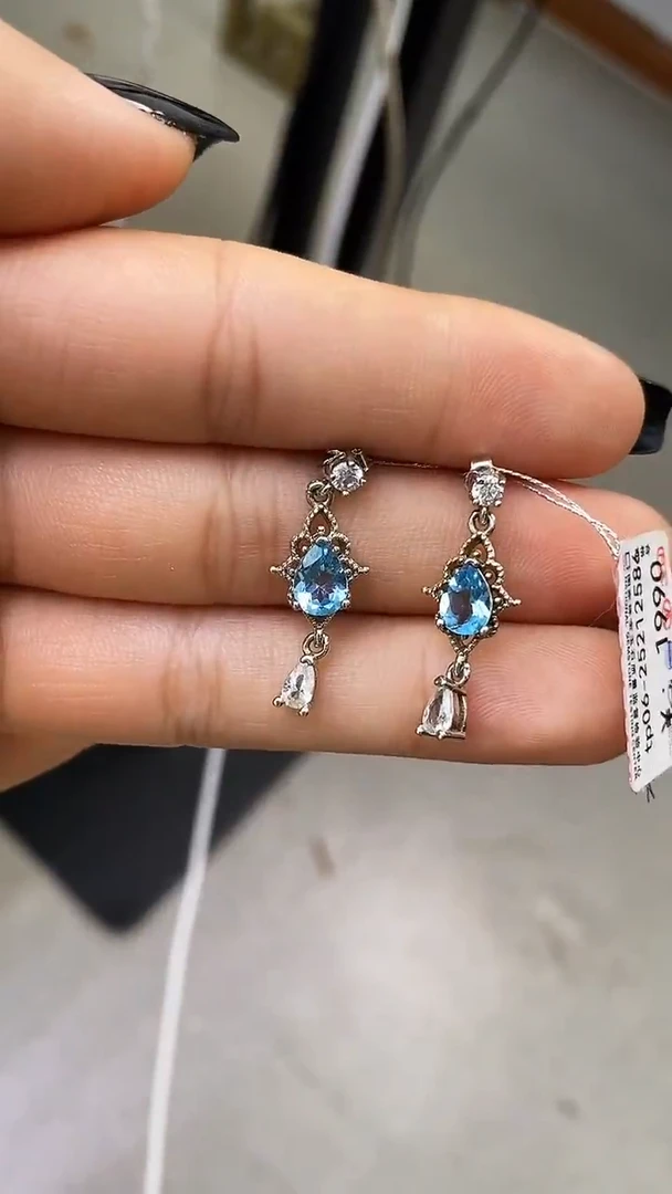 银S925镶嵌托帕石耳饰天然托帕石