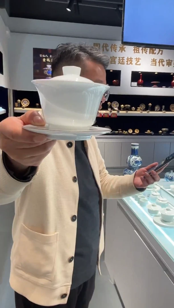 堂钟正窑陶瓷甜白盖碗套组