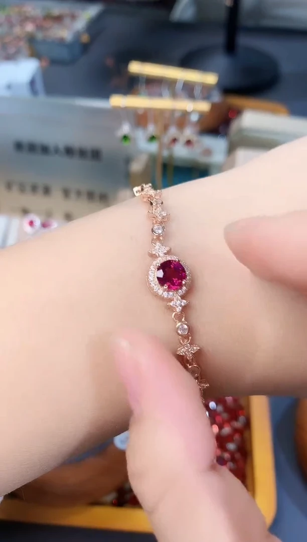 【闪购商品】石榴石手链银S925镶嵌天然镁铝