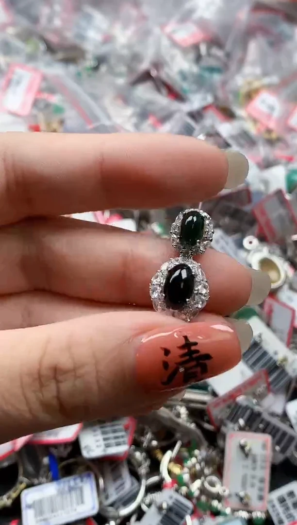 银S925镶嵌戒指翡翠天然A货缅甸翡翠
