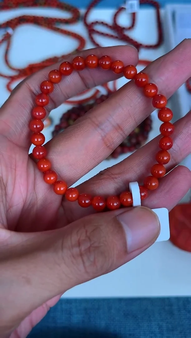 手链未镶嵌南红玛瑙A11原矿双色锦单圈