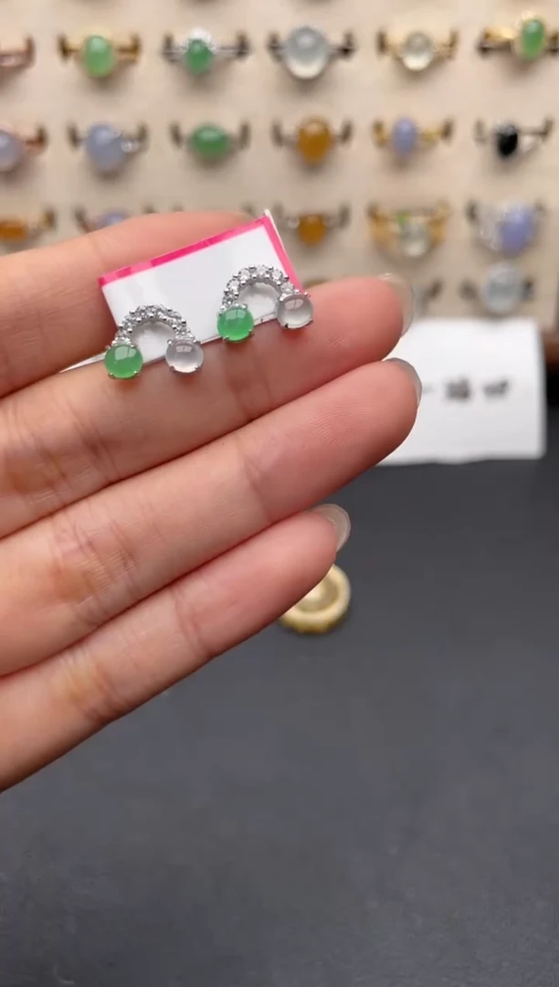 银S925镶嵌戒指翡翠一物一证一礼盒