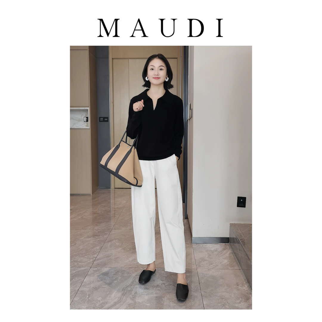MAUDI九分裤女秋季直筒裤宽松舒特柔显瘦休闲百搭西装裤女6752