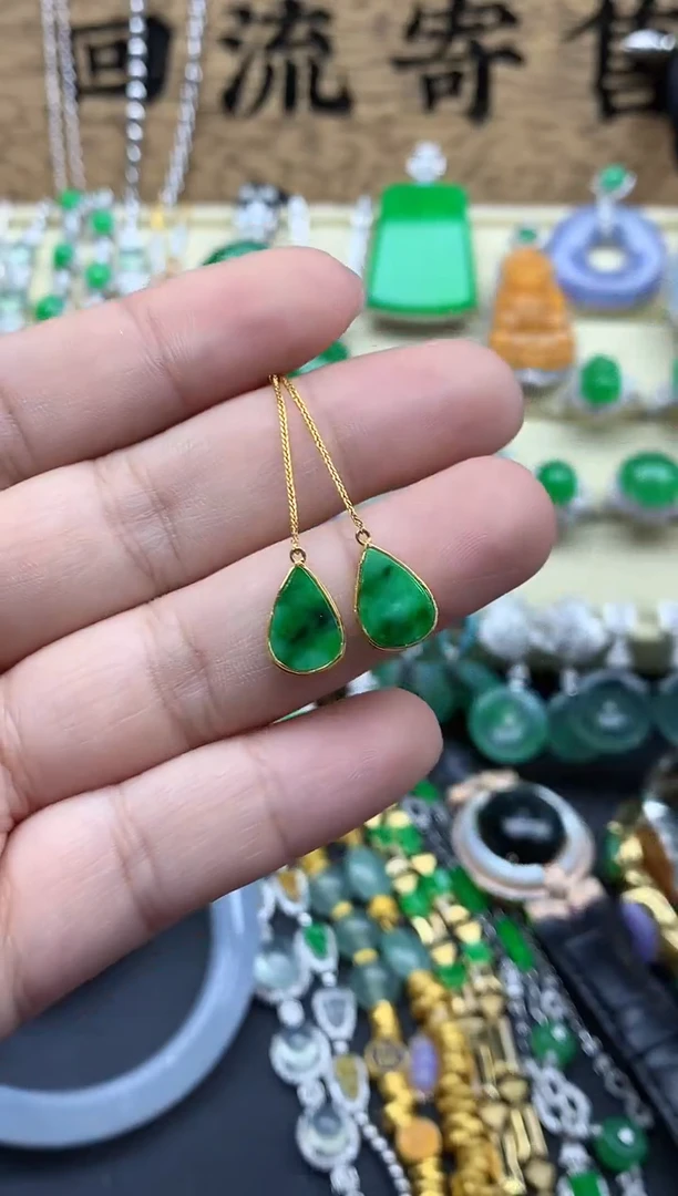 【闪购商品】翡翠耳饰18K金镶嵌380-中国好珍宝