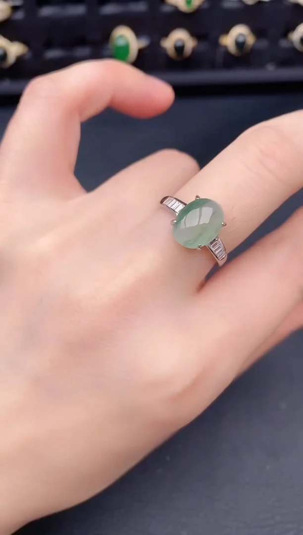 银S925镶嵌戒指翡翠天然a货翡翠188