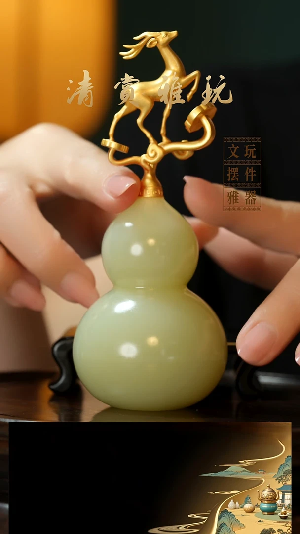 玉《福禄如意》手把件摆件