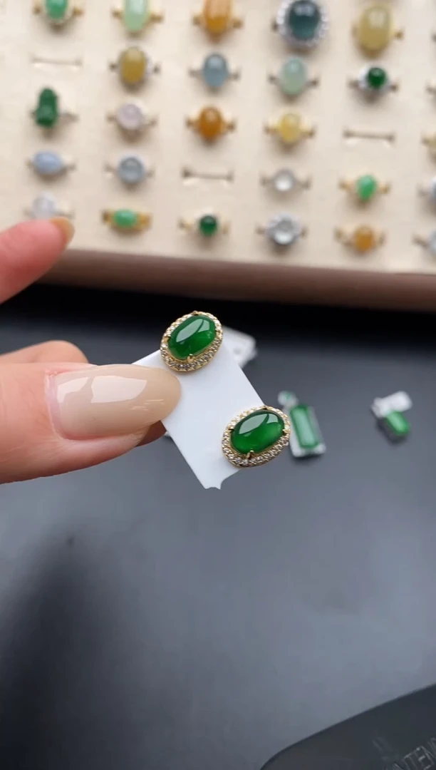 银S925镶嵌戒指翡翠一物一证一礼盒