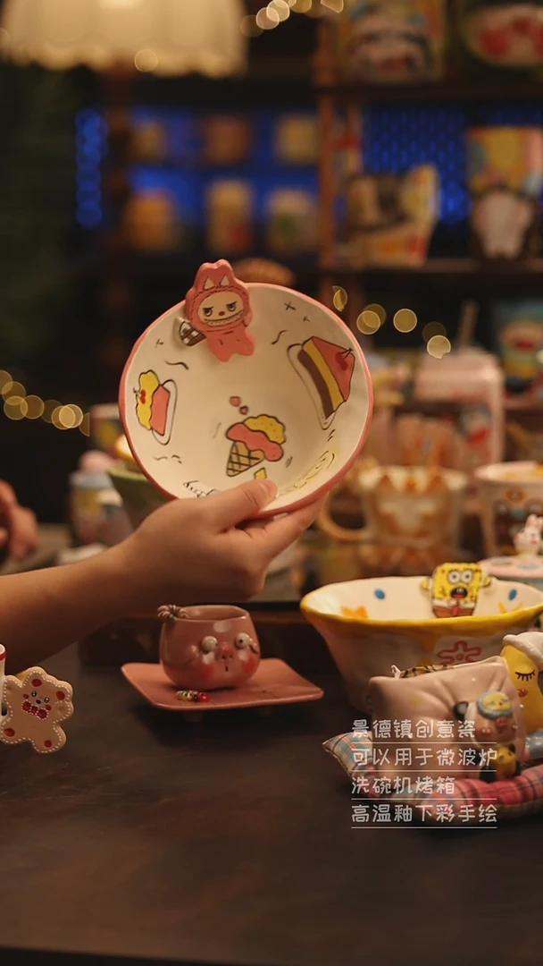 陶瓷景德镇可爱陶瓷釉下彩绘设计师款