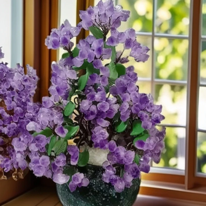 宝石蓝聚宝盆紫金招米树居家客厅摆件