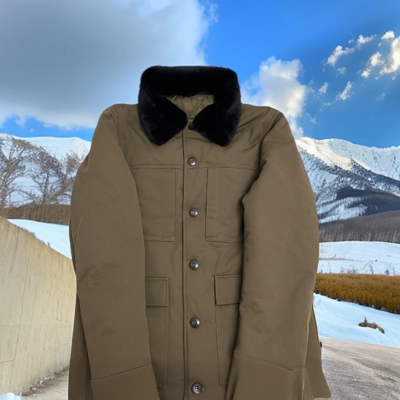 冬季新款防寒保暖抗静电带可脱卸毛领石墨烯棉服外套男士棉袄上衣