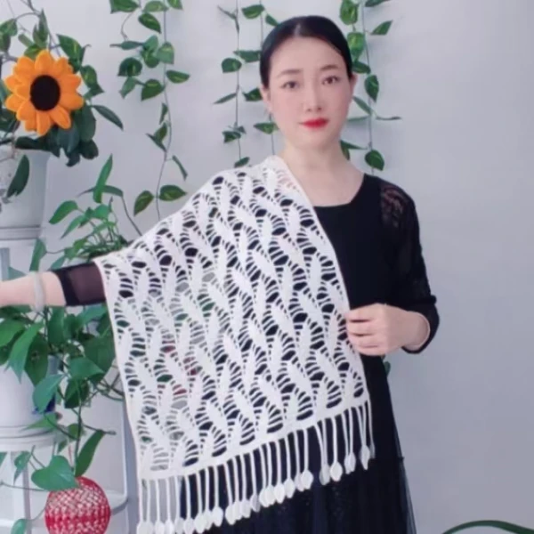 柳叶披肩围巾教程