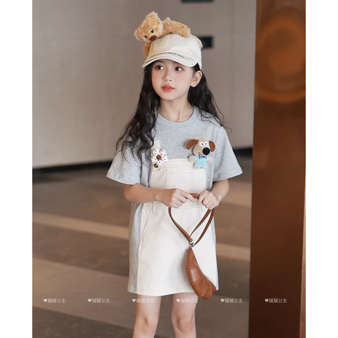 媛媛公主媛【萌趣小狗】2025夏新品女童气质百搭连衣裙15239R131