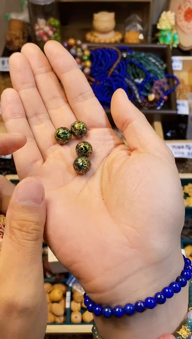 大漆工艺品手串/手链卡12+墨绿色单珠