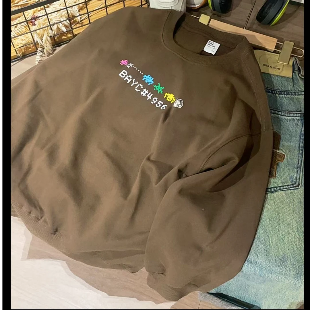 508602《咖》 韩版优选秋款儿童休闲舒适洋气百搭字母圆领卫衣