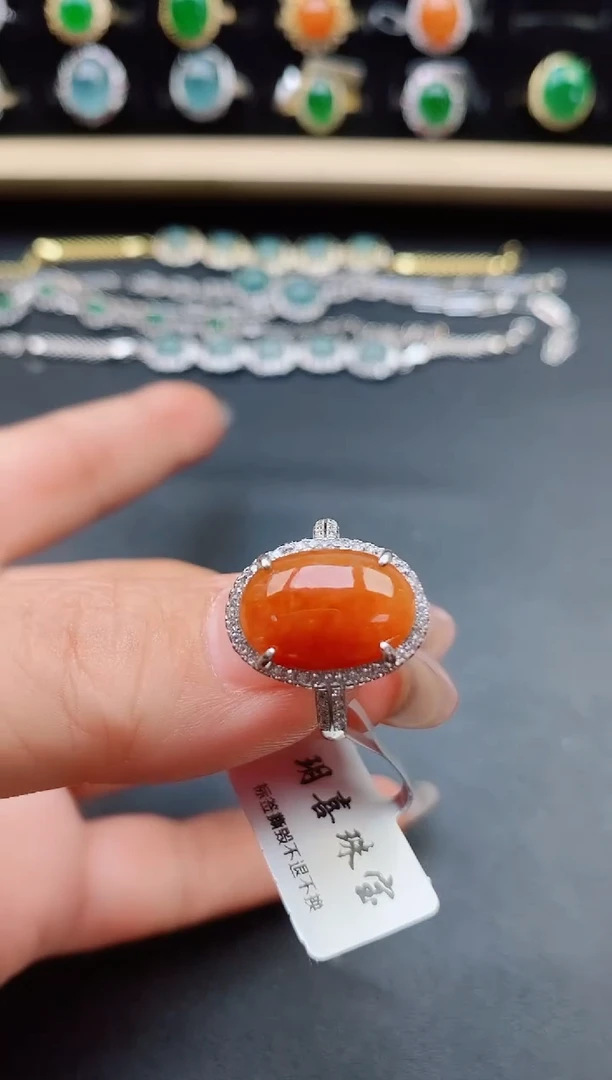 翡翠戒指银S925镶嵌50850