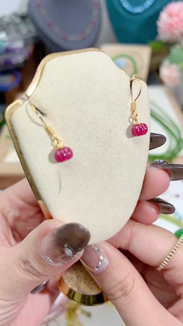 【闪购商品】红宝石耳饰银S925镶嵌南瓜39