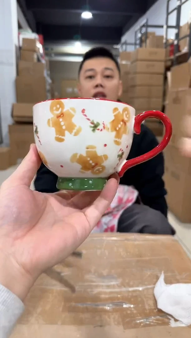 瓷片姜饼人咖啡杯