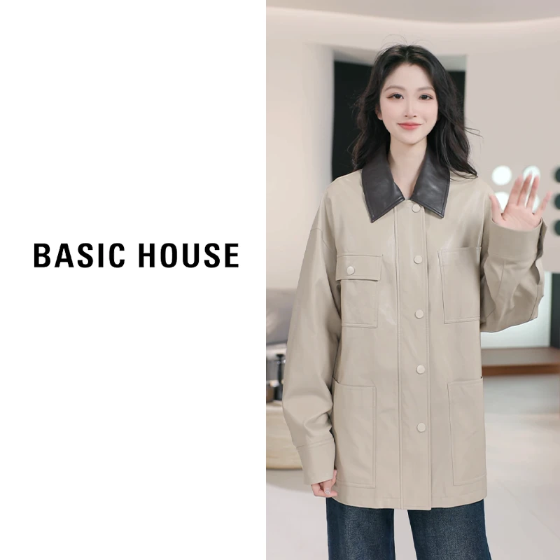 Basic House/百家好2025年新款百搭衬衫外套B1295B57072（衣长70）
