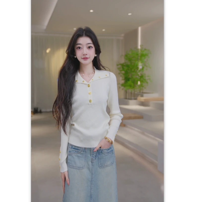 Basic House/百家好新款时尚百搭减龄长袖针织衫 B1324B50852