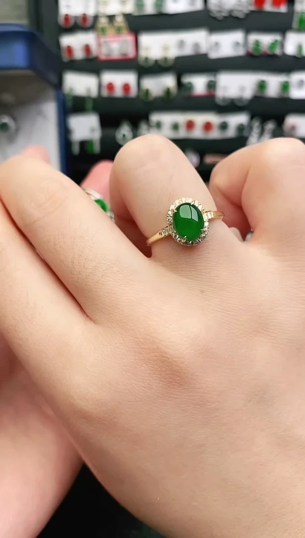 翡翠戒指银S925镶嵌戒指