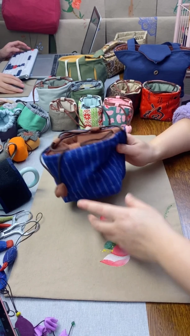 【闪购商品】土织布大号四方斗金茶壶收纳袋