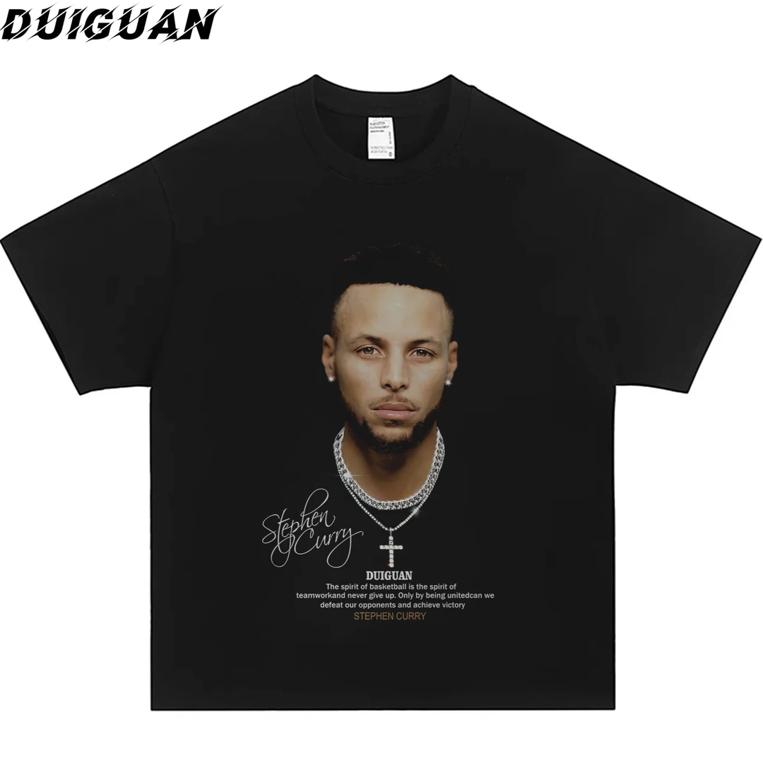 （DUIGUAN）-T桖印花休闲潮流纯棉短袖男女美式篮球短袖t恤同款