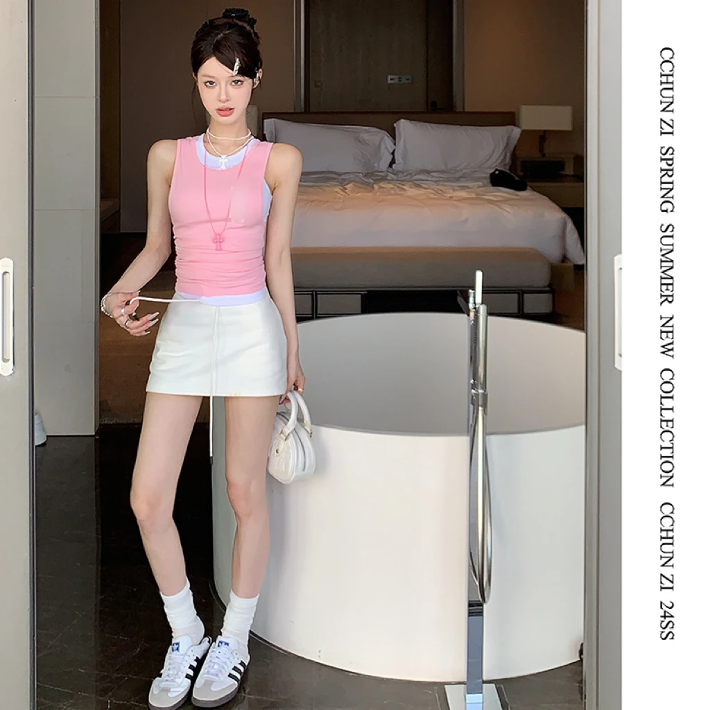 【CHUN ZI】梵文印花 叠穿时髦修身显瘦内搭背心