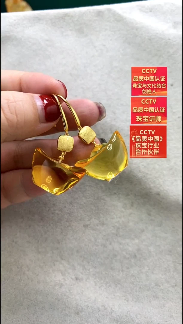 【闪购商品】琥珀耳饰银S925镶嵌耳环