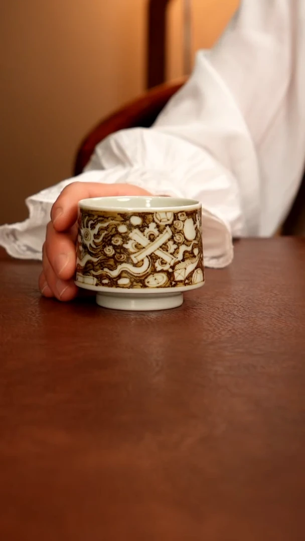 摆件陶景德镇瓷器，青花瓷手绘茶具~