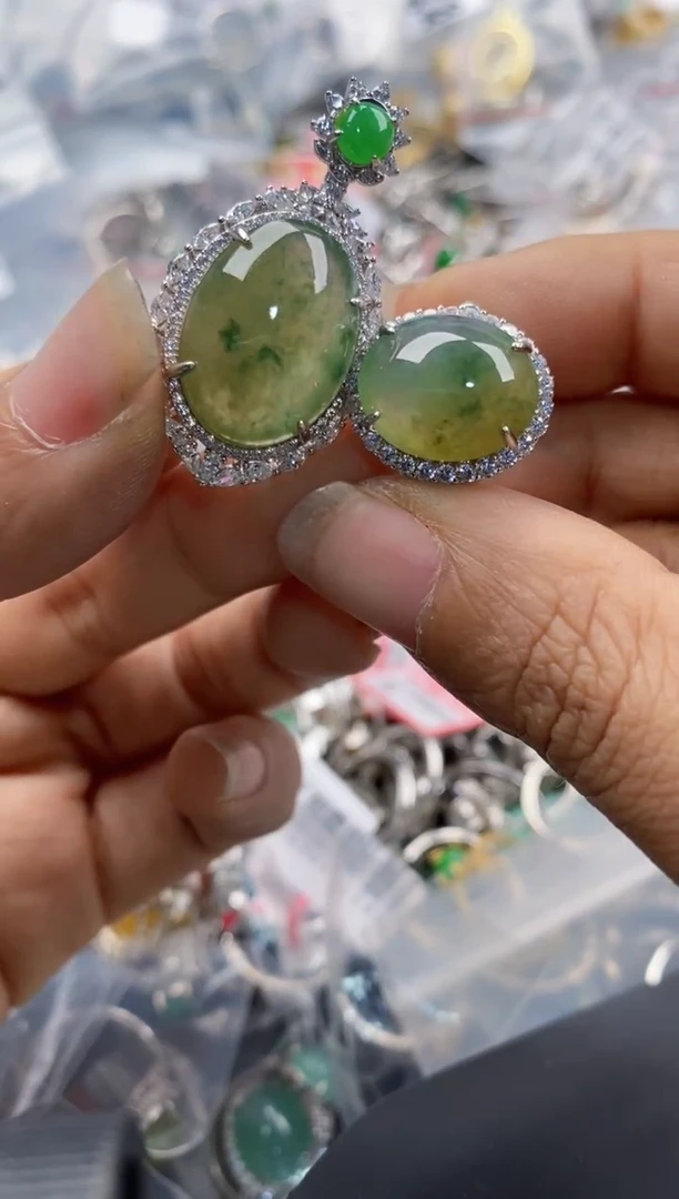 银S925镶嵌戒指翡翠11                 10