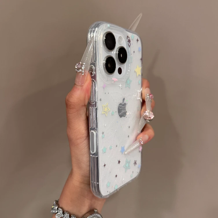 韩系ins涂鸦彩色星星小鹿适用苹果16promax手机壳iphone13新款14