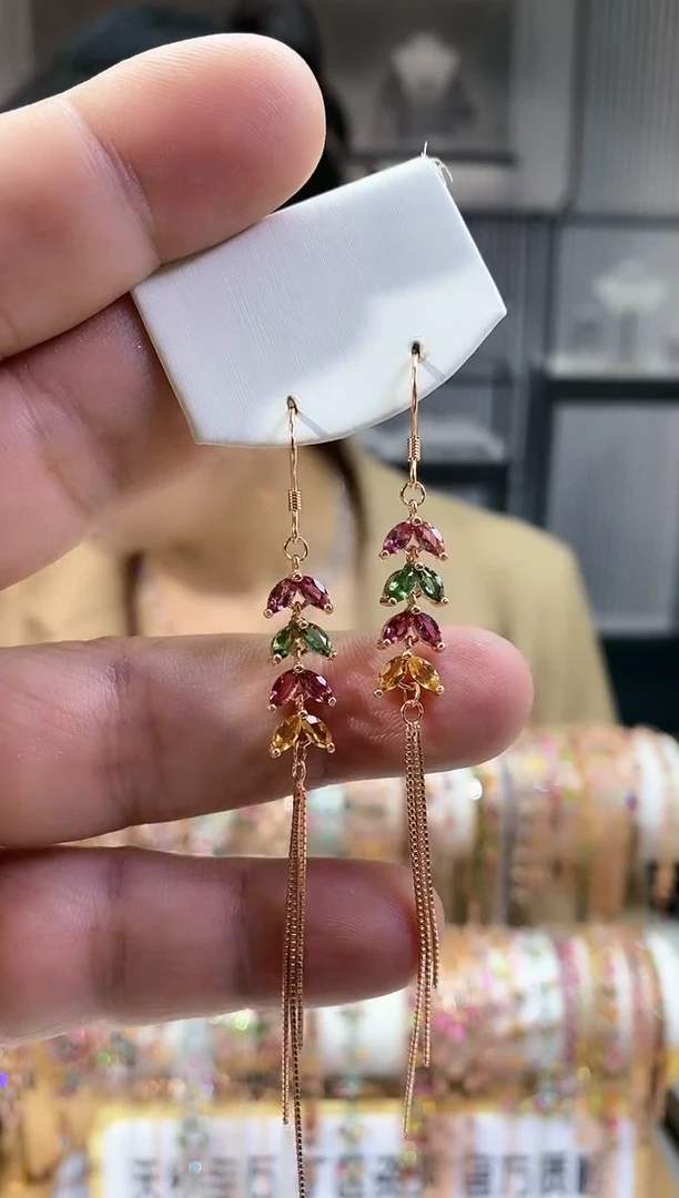 银S925镶嵌耳钩碧玺15151616156615