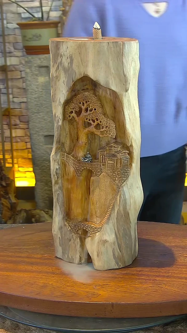 木香樟木山水摆件