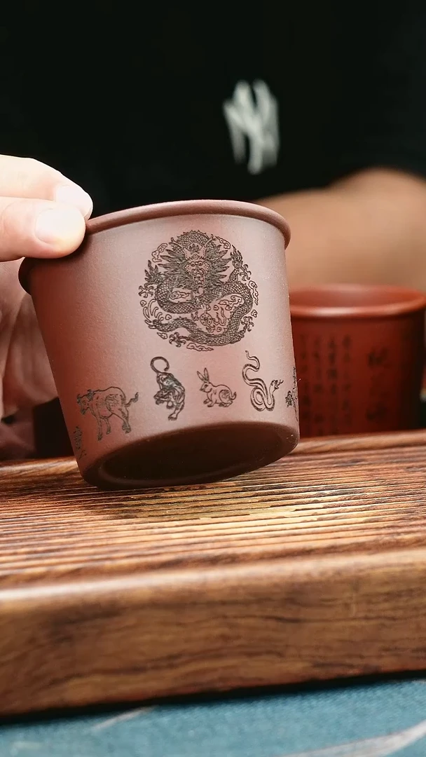 茶杯紫砂紫泥十二生肖