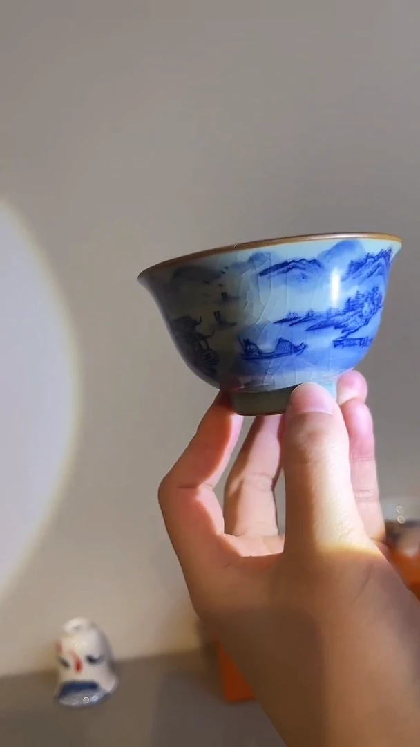 景德镇高温瓷山水大压手