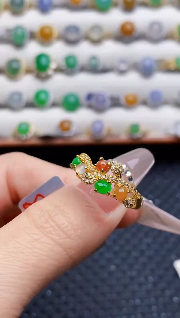 银S925镶嵌戒指翡翠8209