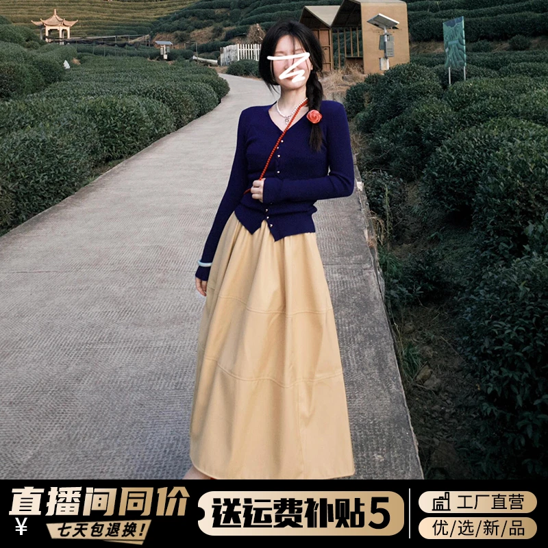 2026新款法式气质连衣裙长裙收腰在逃公主裙子迪士尼穿搭女秋秋季