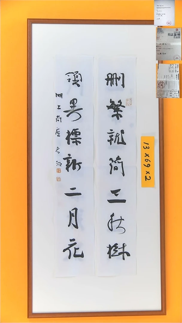 书法江孝龙书法对联删繁就简13*69*2无框