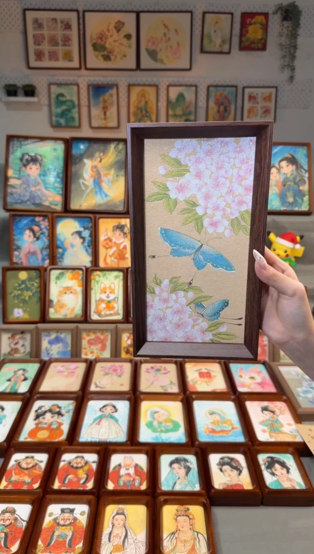 国画绣球兰蝴蝶 手绘国画27