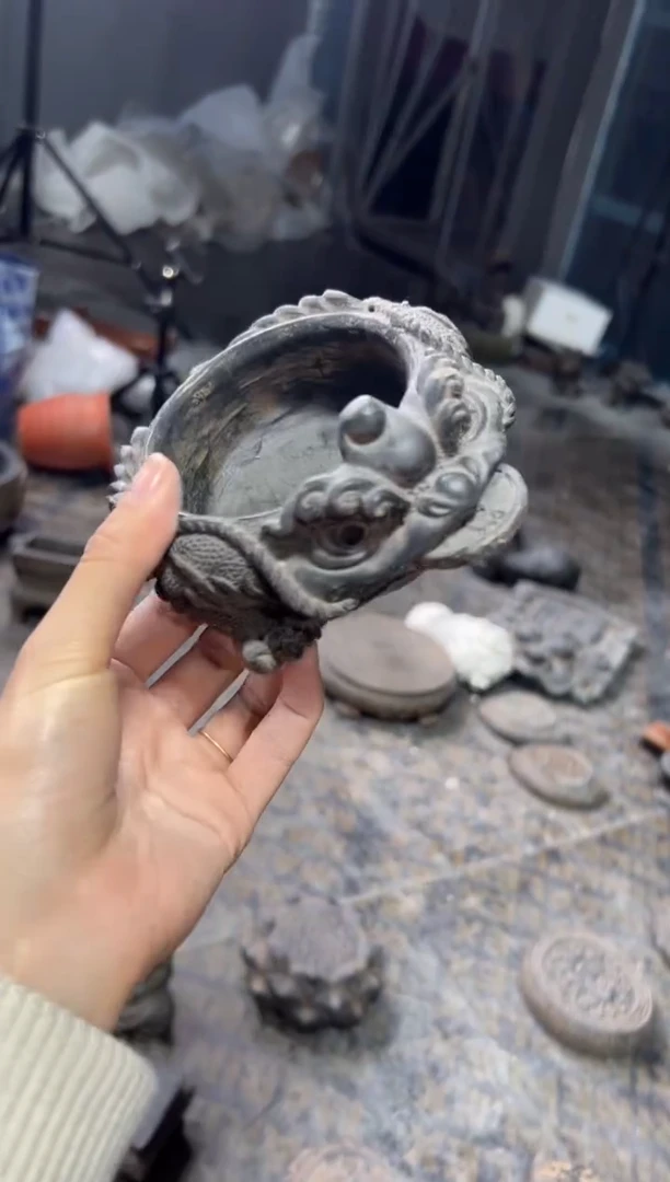 陶土金蟾盆合成青石
